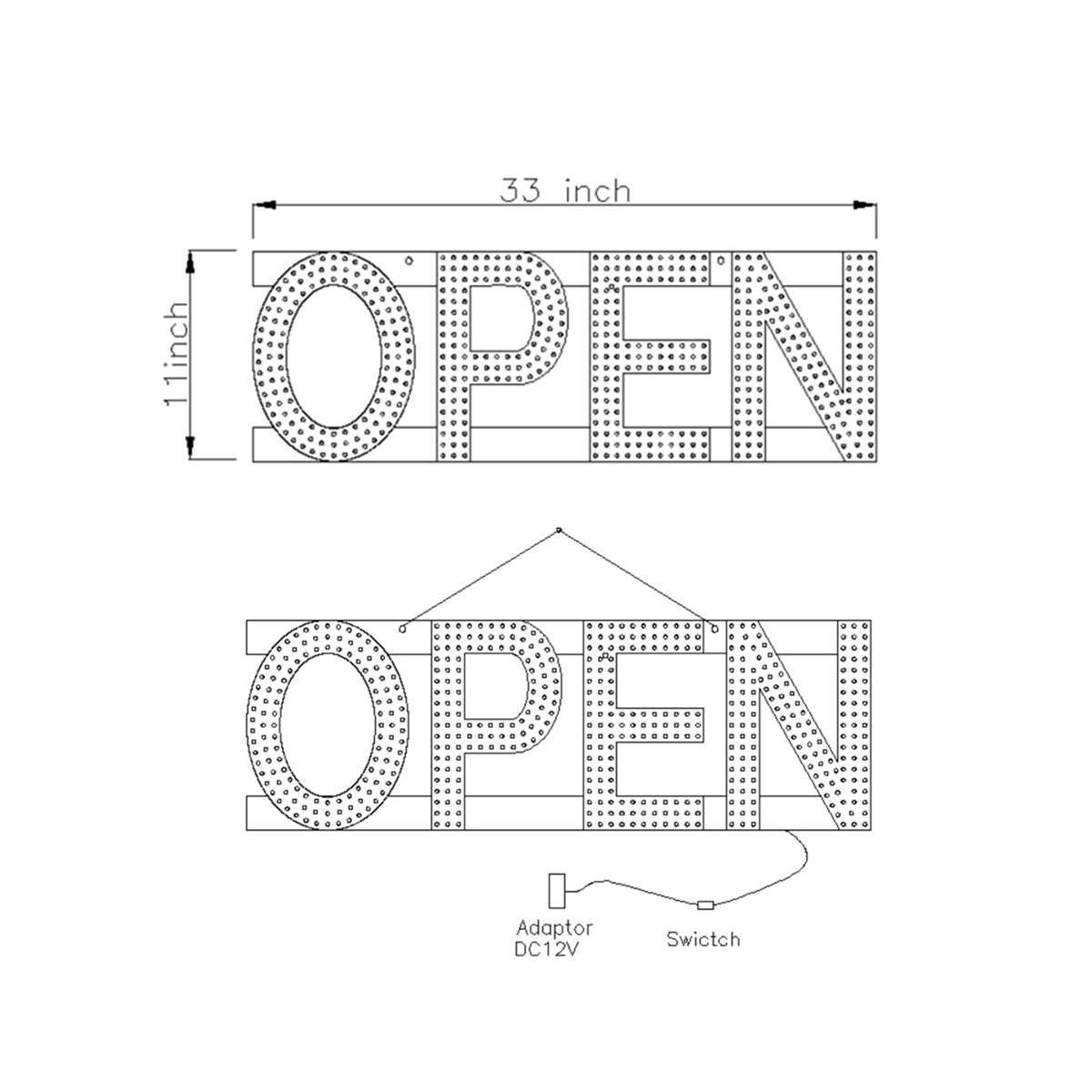 large led open sign