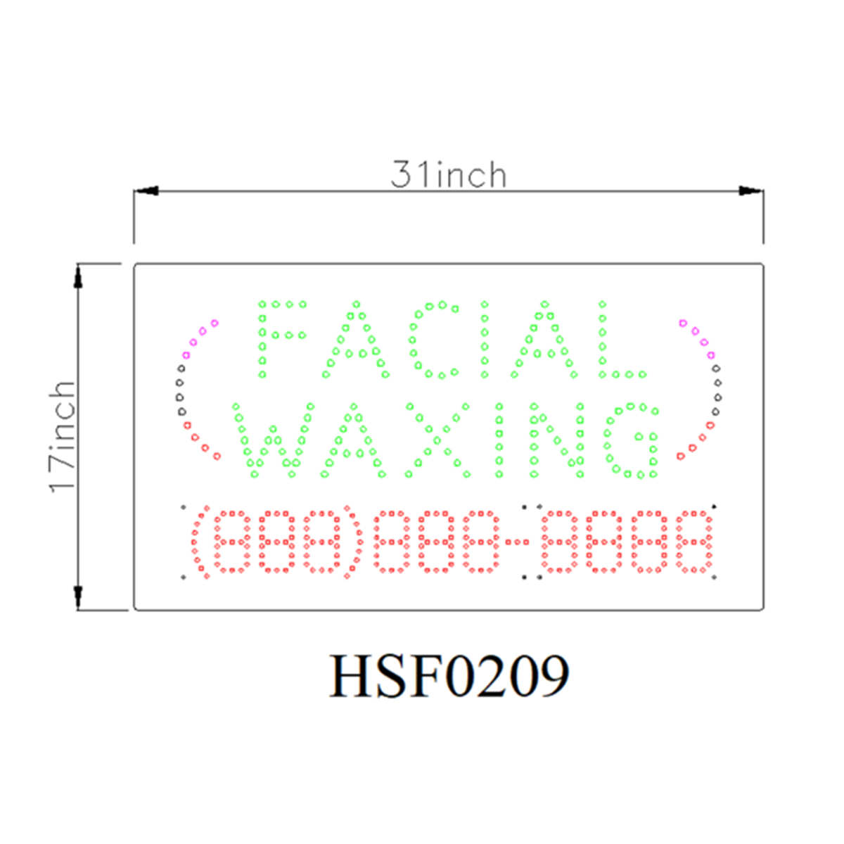 facial waxing led sign