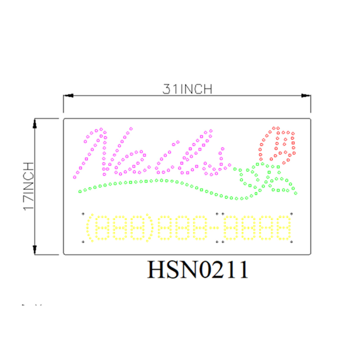 nails large led sign