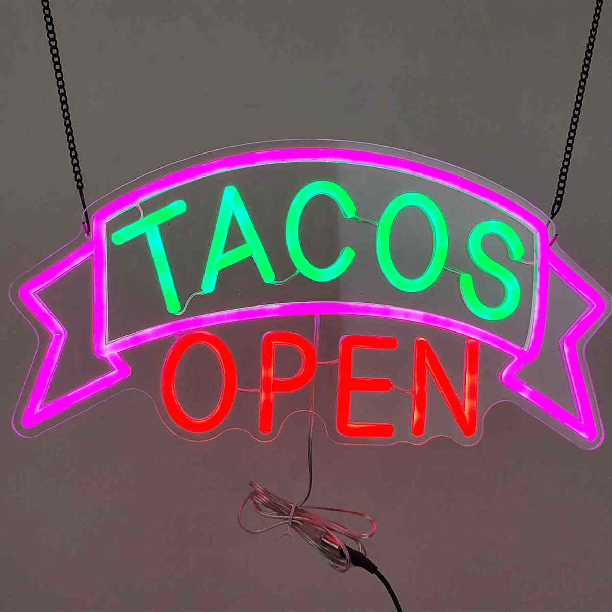 TACOS open led neon sign