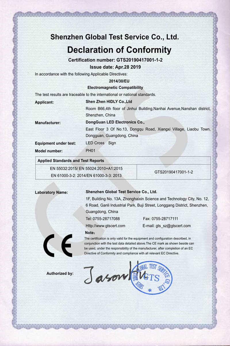 pharmacie led signs certificate