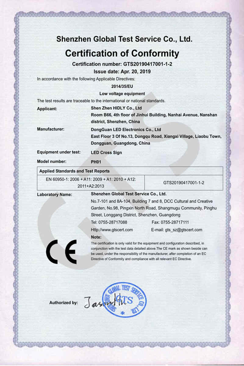 pharmacie led signs certificate