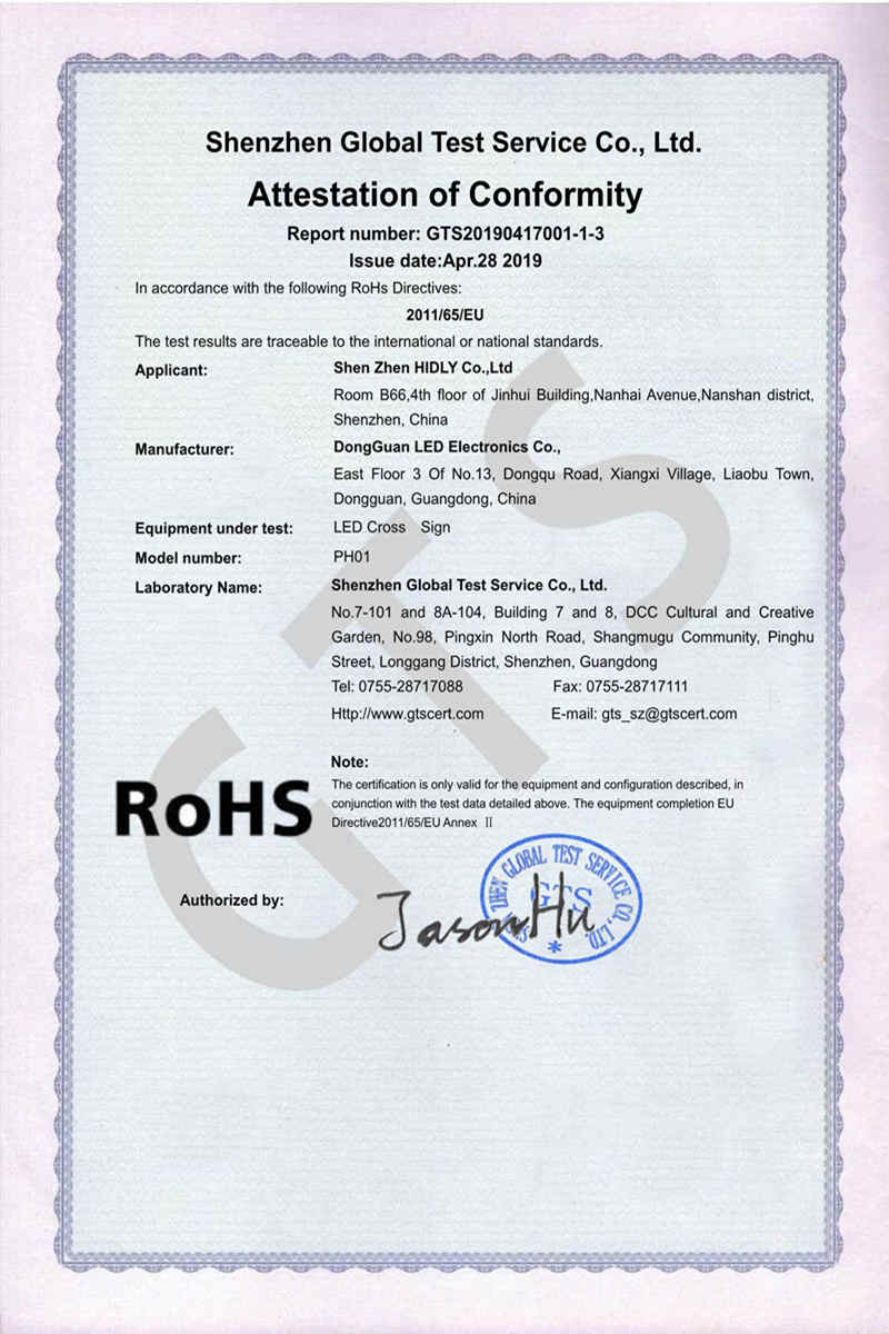 pharmacie led signs certificate
