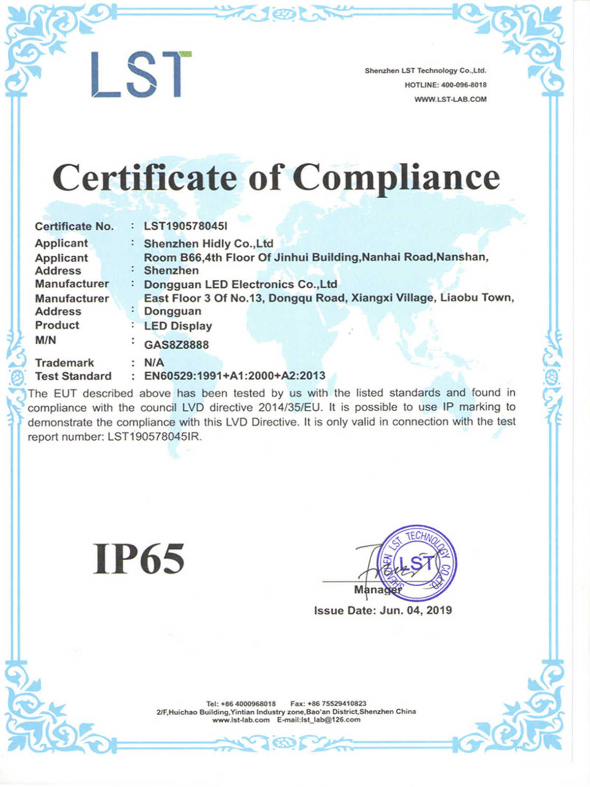 led petrol signs certificate