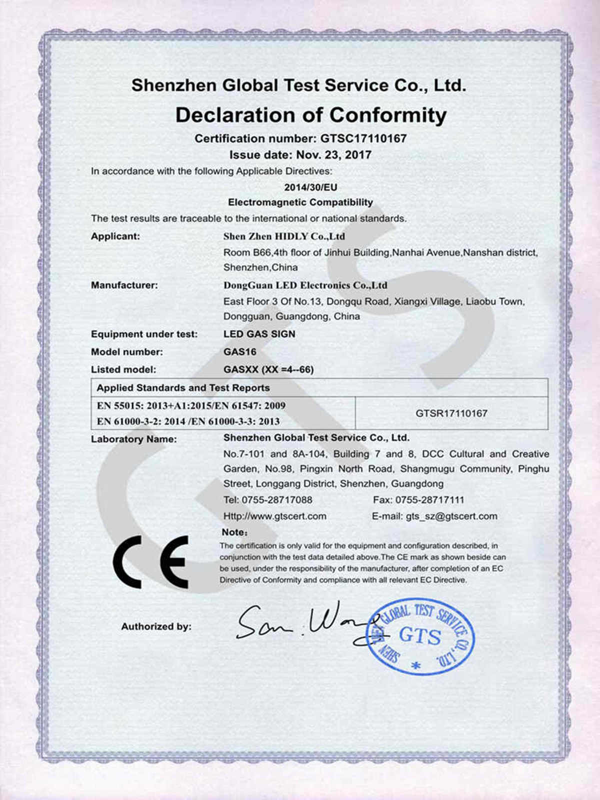 led petrol signs certificate
