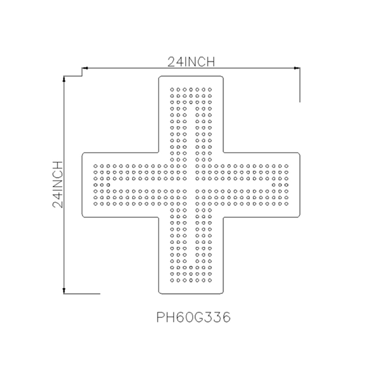 led cross signs size