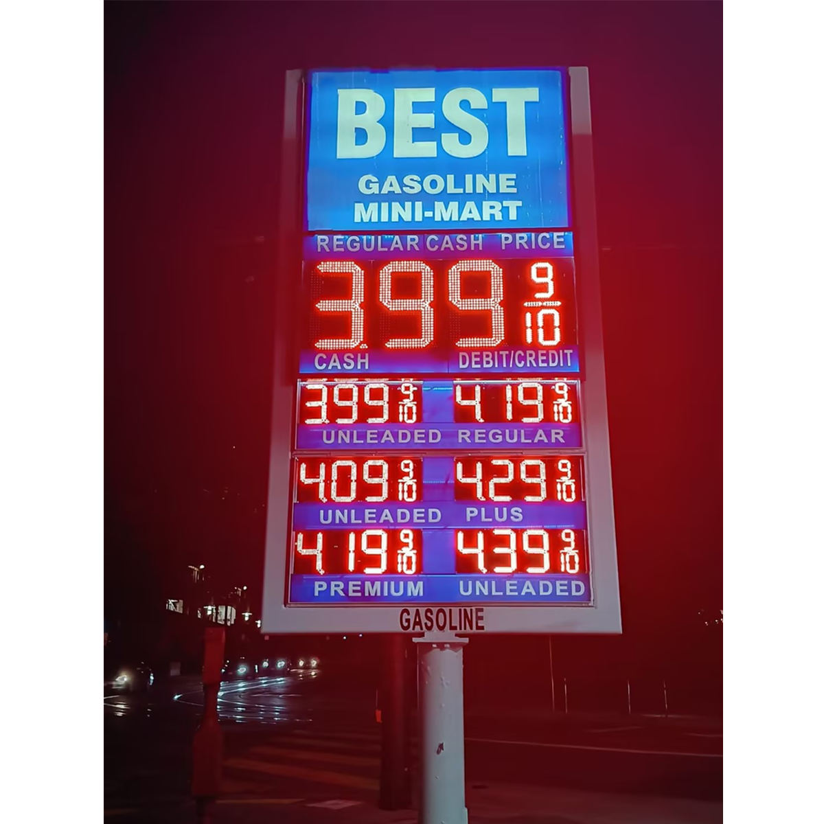 led gas price sign case